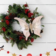 Glitter Butterfly Ornaments Red White Champagne Gold 12pcs
