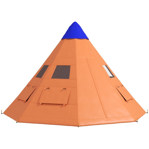 6 Men Tipi Tent with Carry Bag - Orange 1
