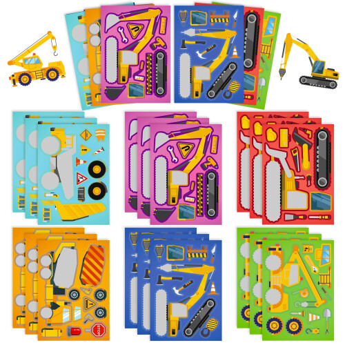 Construction Truck Face Swap Stickers 30 PCS