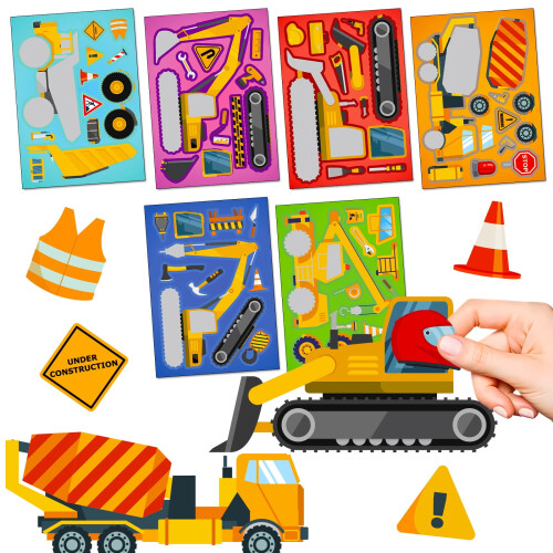 Construction Truck Face Swap Stickers 30 PCS 1
