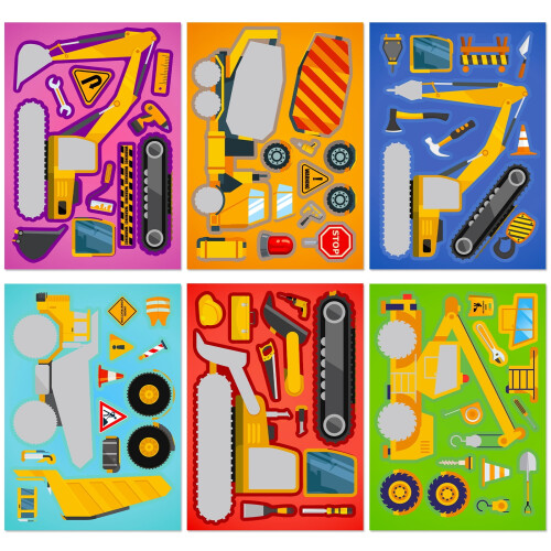 Construction Truck Face Swap Stickers 30 PCS 2
