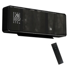 2000W Ceramic Electric Heater with Fan, Adjustable Thermostat, Wall Mounted - Black