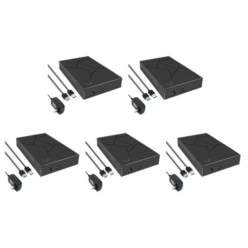 5 Set 3.5 Inch HDD USB 3.0 to  Hard Drive Case SSD Enclosure External Solid State Hard Drive Disk Box US Plug