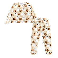 Women's Halloween Pajama Set Ghost Pumpkin Print Long