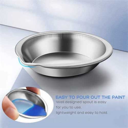 Makeup Palette Stainless Steel Round Tray 12 pcs Silver 1