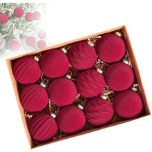 Velvet Christmas Balls Red Green 12 pcs 8 cm