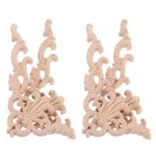 MUSEYA Wood Appliques Decorative Carved Onlays 4pcs