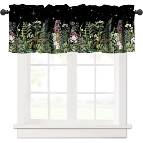 Botanical Kitchen Valance Curtains Nature White Floral