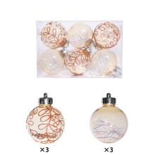 AuroraX Christmas Ball Ornaments Gold Glitter 6 pcs 2.4 inch