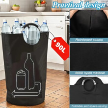 90L Opbergmand voor Afvalwaterflessen, Opvouwbare Wasmand met Grote Capaciteit, Recyclebare Tas voor Lege Flessen
