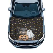Halloween Ghost Car Hood Cover Waterproof for Sedans Trucks