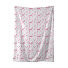 Pink Bow Flannel Throw Blanket 27x39 inches