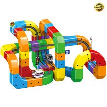 Magnetic Track Car Toy Set Electric Train Snap-On Blocks