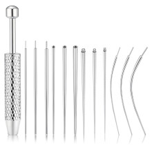 Tangulärt Greppverktyg för Piercing, 14G, 16G, 18G, 20G, Rostfritt Stål, Platt Baksida, Örhängesapplikator