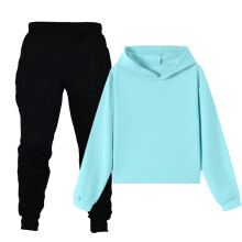 Kids Hooded Sweatshirt and Pants Set Sky Light Blue 2PC