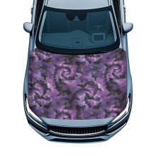 Purple Tie-Dye Polyester Car Hood Cover Windproof Universal