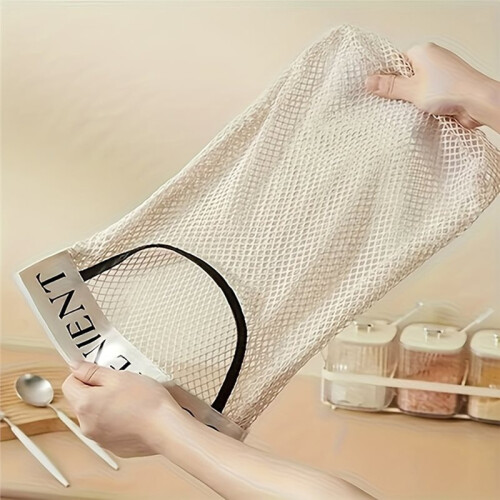 Large Capacity Mesh Storage Wall-Mounted Multifunctional Storage Bag for Groceries Reusable Kitchen Storage Tool