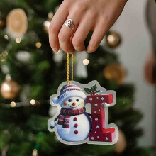 Acrylic Christmas Ornament Letter 3.14 inch with Gold Cord