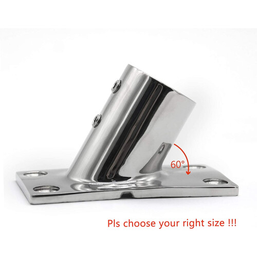 Boat Hand Rail Fitting 60 Degree 1 Inch Rectangular Base 1