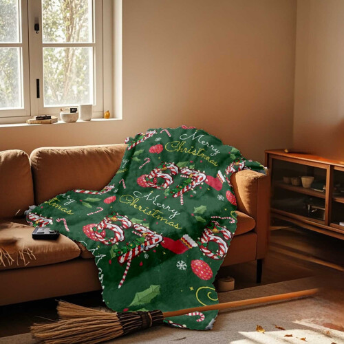 67 Number Flannel Blanket Dark Green 1