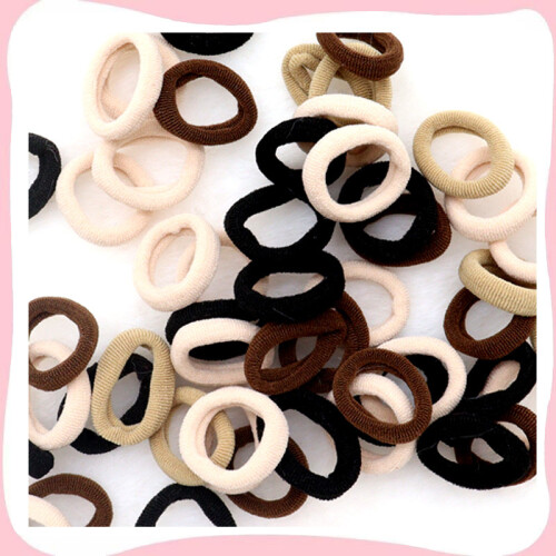 Elastische Haargummis, Pferdeschwanzhalter, Gummibänder, 100 Stück White+black+brown 1