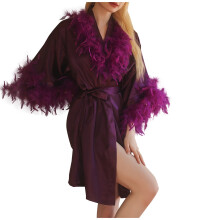 Women's Lightweight Feathered Robe Purple 2X