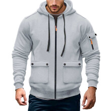 Men's Hooded Sweatshirt Solid Grey XXL