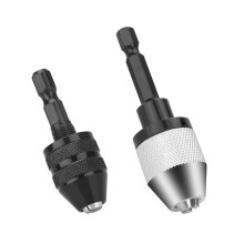 1/4 Inch Hex Shank Keyless Drill Chuck Bit Set Silver Black