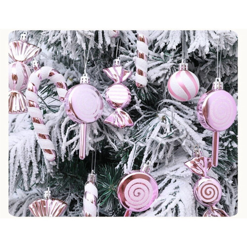 Blue and White Shatterproof Christmas Candy Ornaments 18PCS