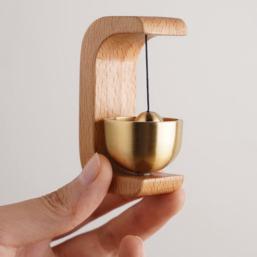 Magnetic Wood Doorbell Handcrafted Beech Brass Ding Ding 2