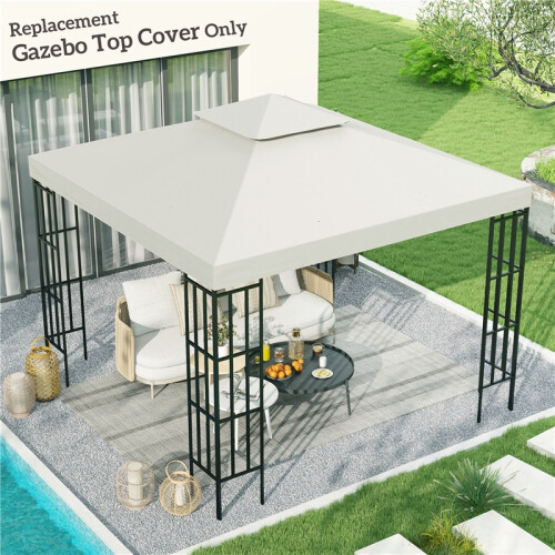 3 x 3 m Replacement Gazebo Canopy - Cream White 2