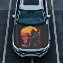 Sunset Savage Car Hood Cover Elastic Fabric Protector for