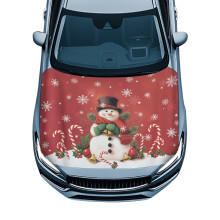 Snowman Candy Cane Car Hood Cover Elastic Portable for