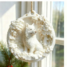 White Wolf King Acrylic Ornament Christmas Decor 1pc