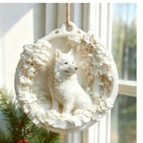 White Wolf King Acrylic Ornament Christmas Decor 1pc