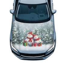 Christmas Snowman Car Hood Cover Stretchable 59x39 Inch
