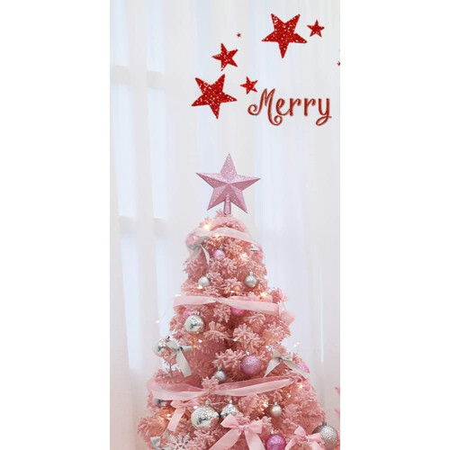 Christmas Tree Topper Star Pink Glitter 1 PC 1