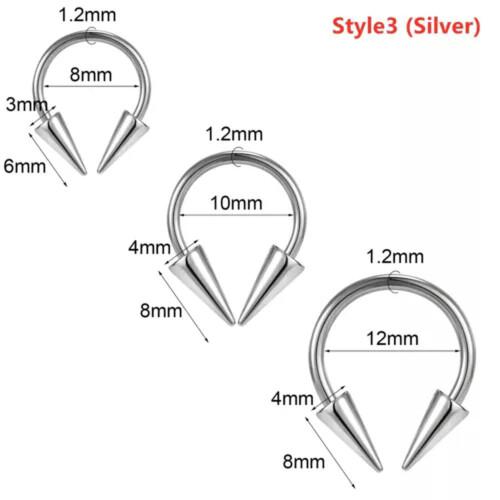 Stainless Steel Septum Ring Spike Cone 3 Pcs 1