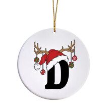 Personalized Christmas Pendant Ornament Black Lettering Hat