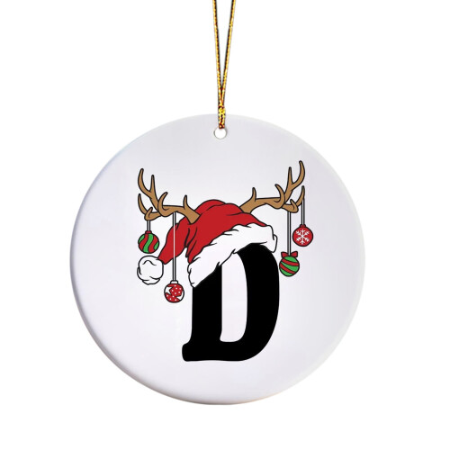 Personalized Christmas Pendant Ornament Black Lettering Hat