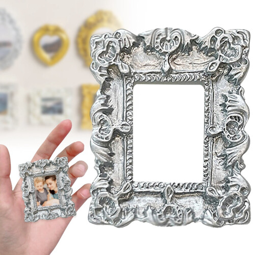 Retro Silver Square Photo Frame Resin Mini Wall Frame 1 Pack
