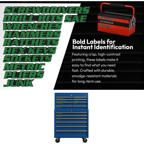 Magnetic Toolbox Labels 3D Printed Reusable 12 Pack 2