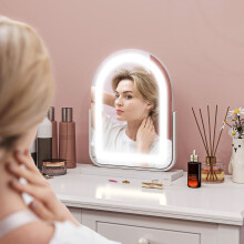 HOMCOM Vanity Mirror with 3 Colour Light, 360 Degree Rotation, Touch Screen