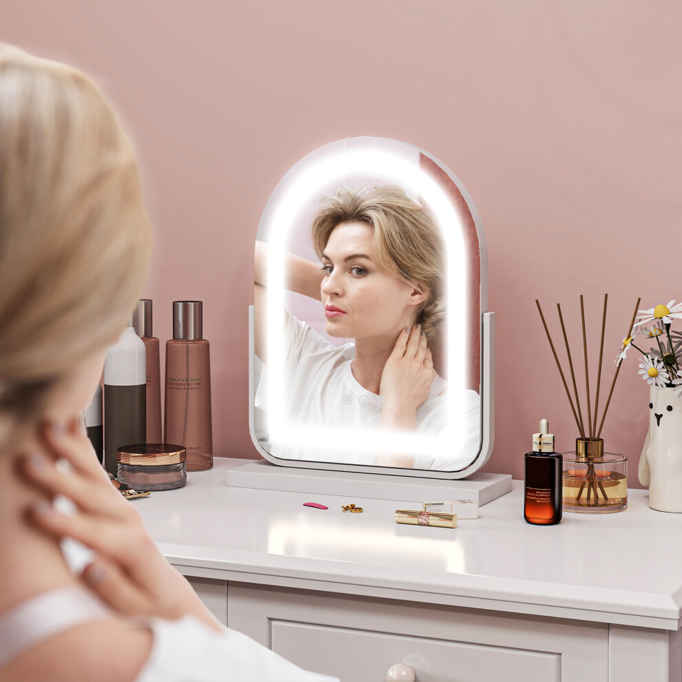 Homcom Vanity Mirror With 3 Colour Light, 360 Degree Rotation, Touch Screen