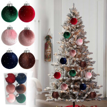 Brown Velvet Christmas Ball Ornament 3.15 inch
