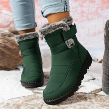 Willtoo Women's PU Waterproof Snow Boots Green Velvet Lined