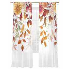 Fall Leaf Autumn Sheer Curtains 52"W x 96"L (2 Panels)