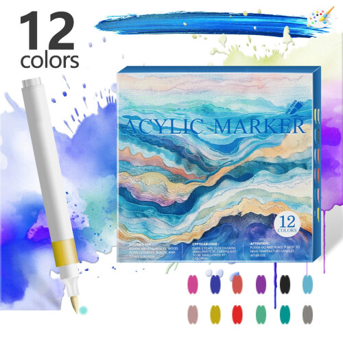 Watercolor Pens Soft Tip Acrylic Markers 12 or 24 Pack