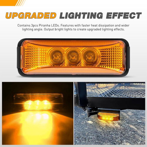 Waywe Amber 3LED Side Marker Lights 3.9 inch 2PCS 2