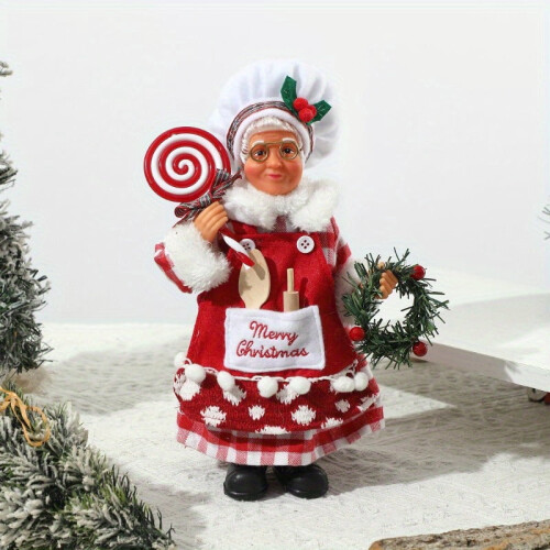 Christmas Chef Doll Decoration Standing Ornament Red White